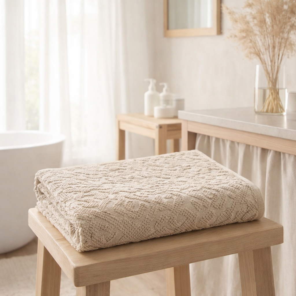 Drap de bain Gilda Lin 90 x 150 en situation