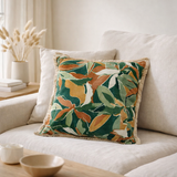 Coussin imprimé Alina Pétrole 45 x 45 en situation