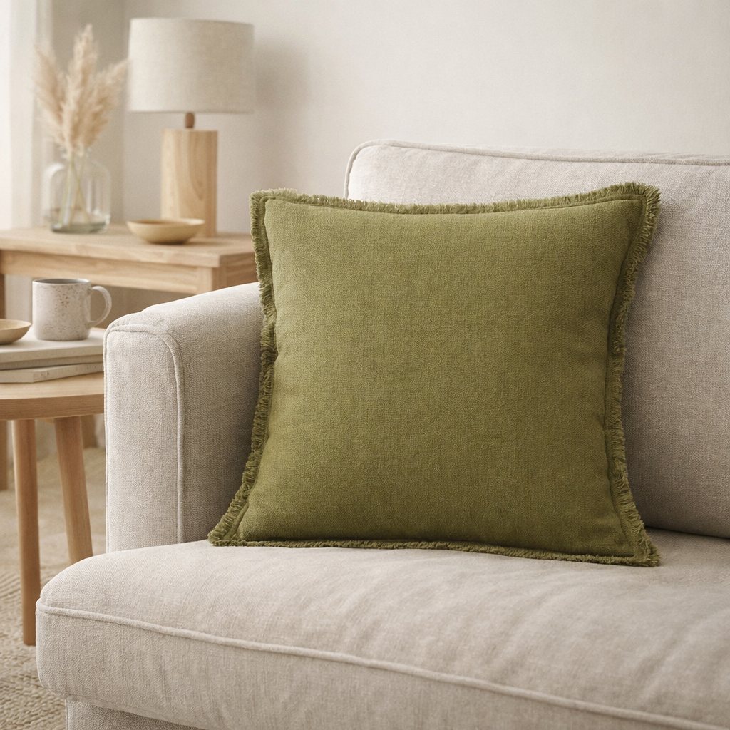 Coussin uni Laly Cèdre 45 x 45 en situation