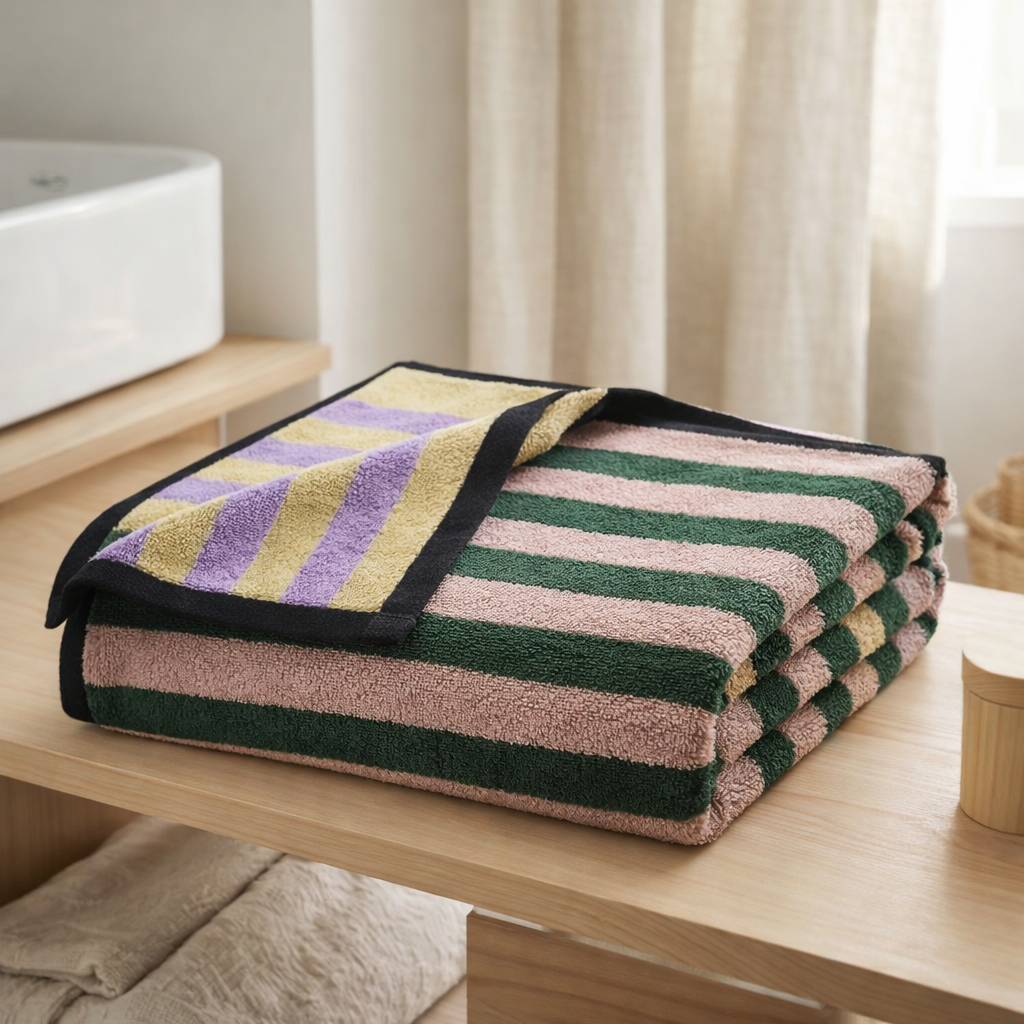 Maxi drap de bain Charly Basilic 100 x 160 en situation