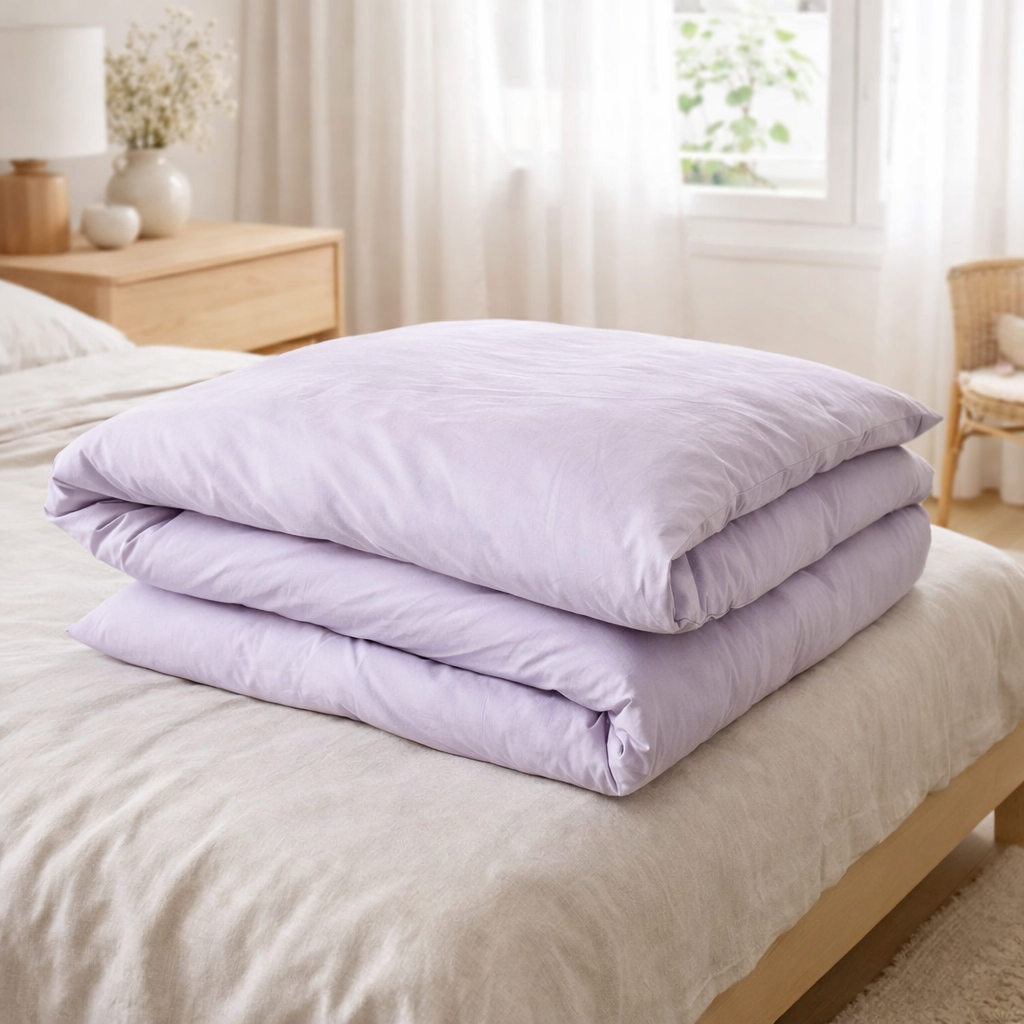 Housse de couette Céleste Lilas 220 x 240 en situation