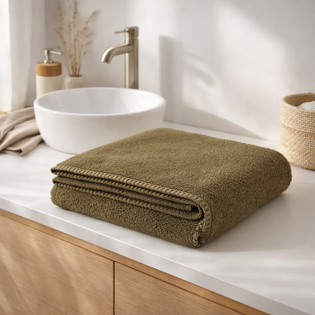 Drap de douche Bora Cèdre 70 x 130 en situation