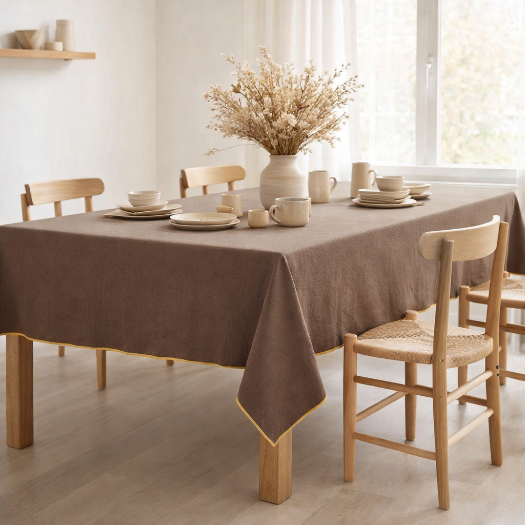 Nappe recyclée Grace Café 170 x 300 en situation