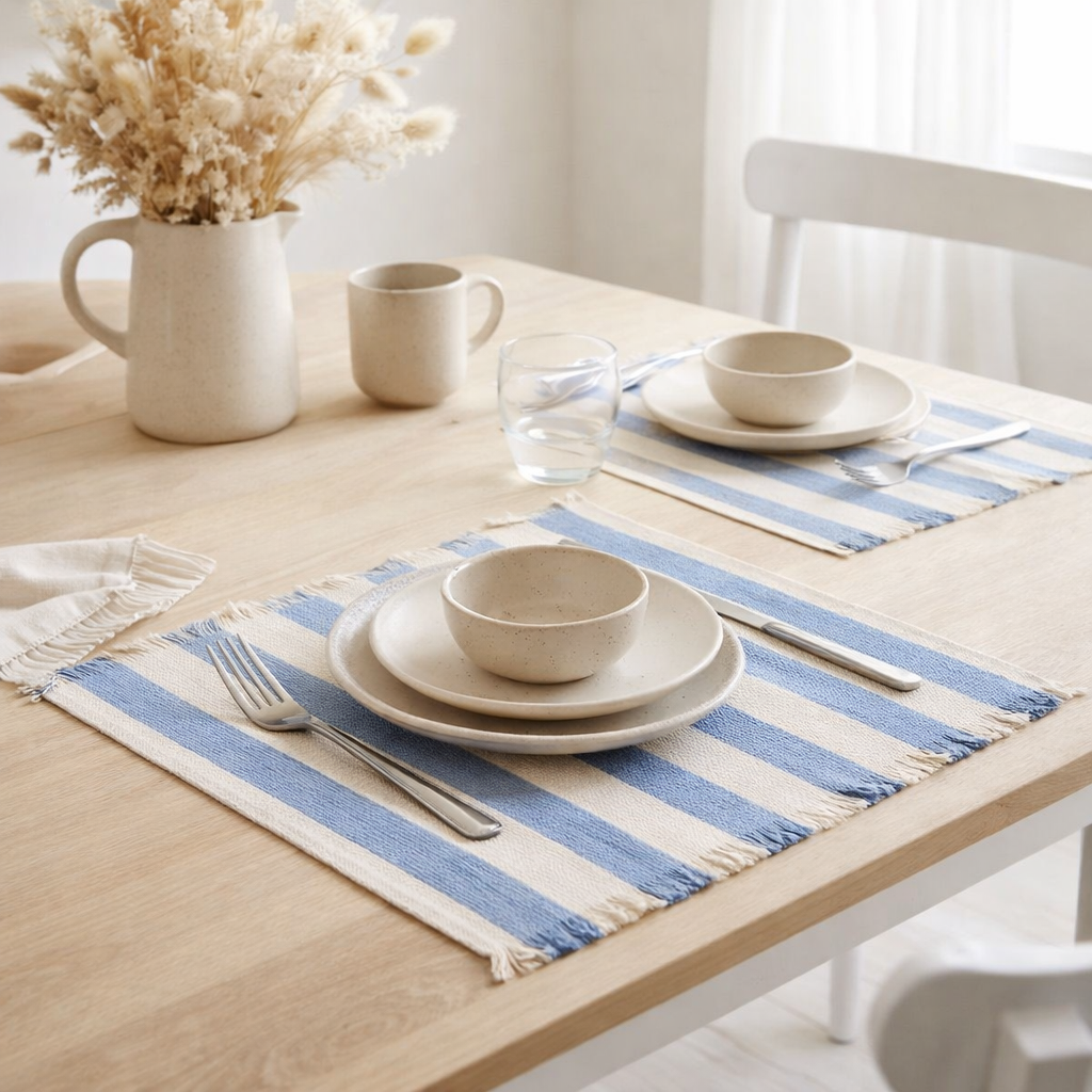 Set de table Yanis recyclé Ciel 35 x 45 en situation
