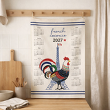 Torchon Calendrier recyclé French Cocorico 2027 Ecru 50 x 70 en situation