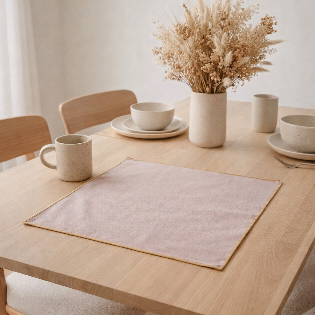 Serviette de table recyclée Grace Parme 40 x 40 en situation