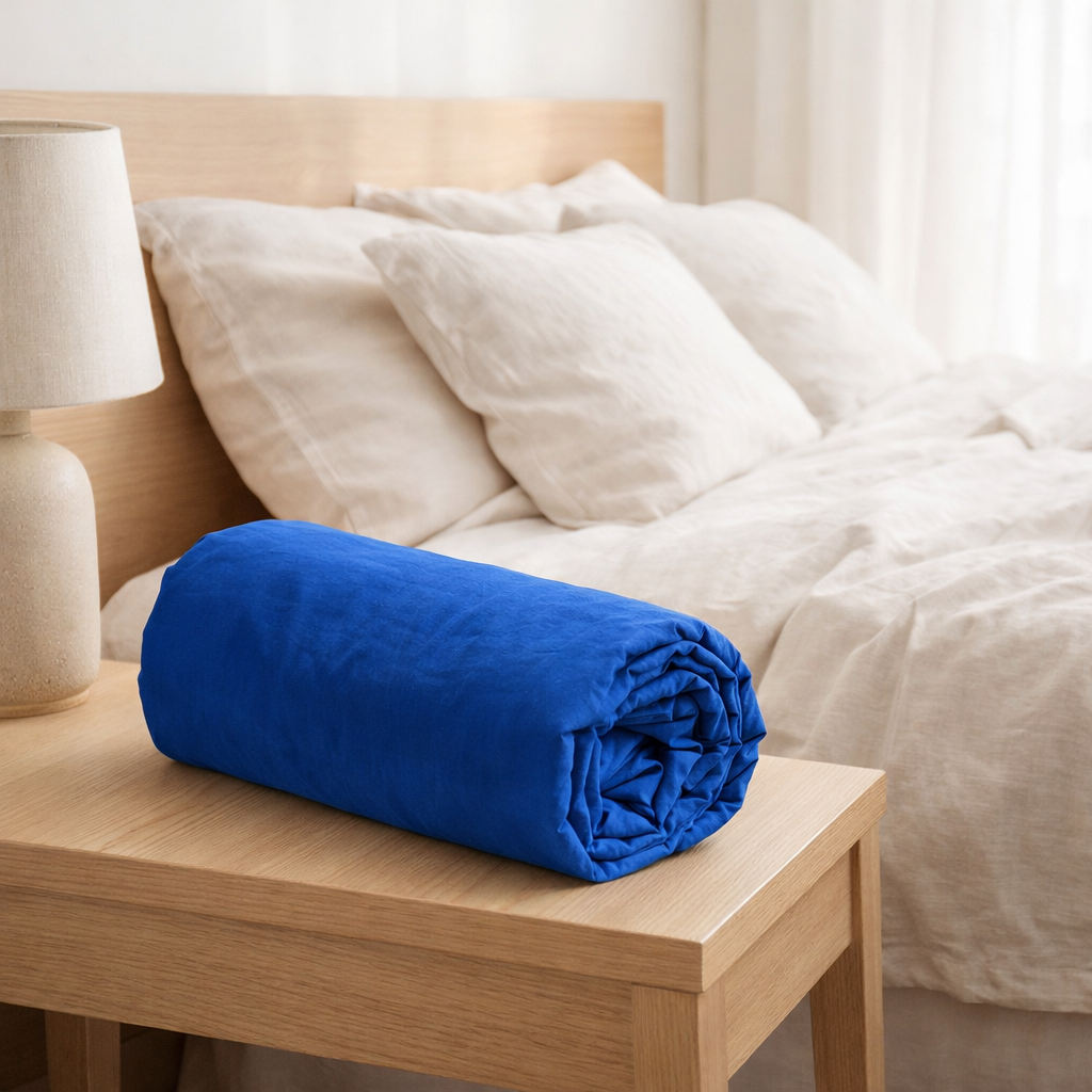 Drap housse Céleste So blue 200 x 180 en situation