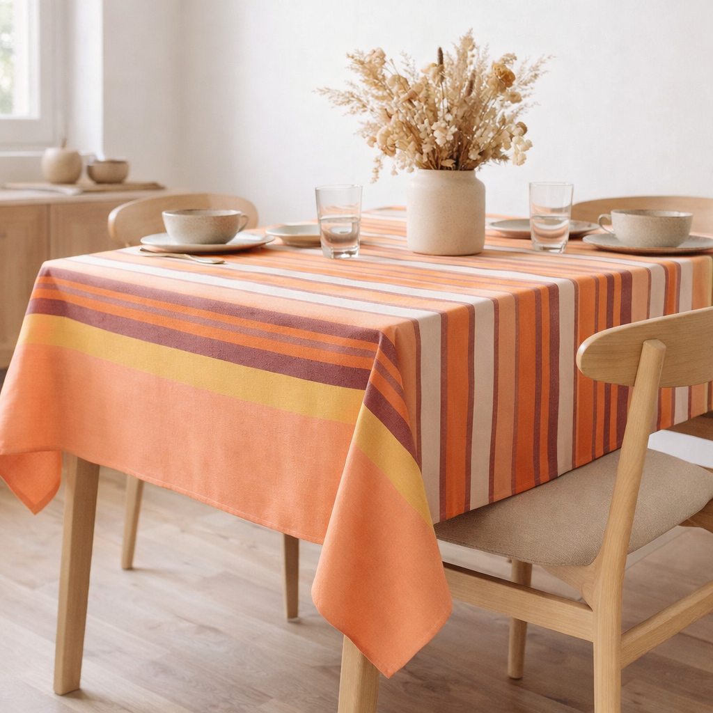 Nappe recyclée Yuna enduite Terracotta 170 x 170 en situation