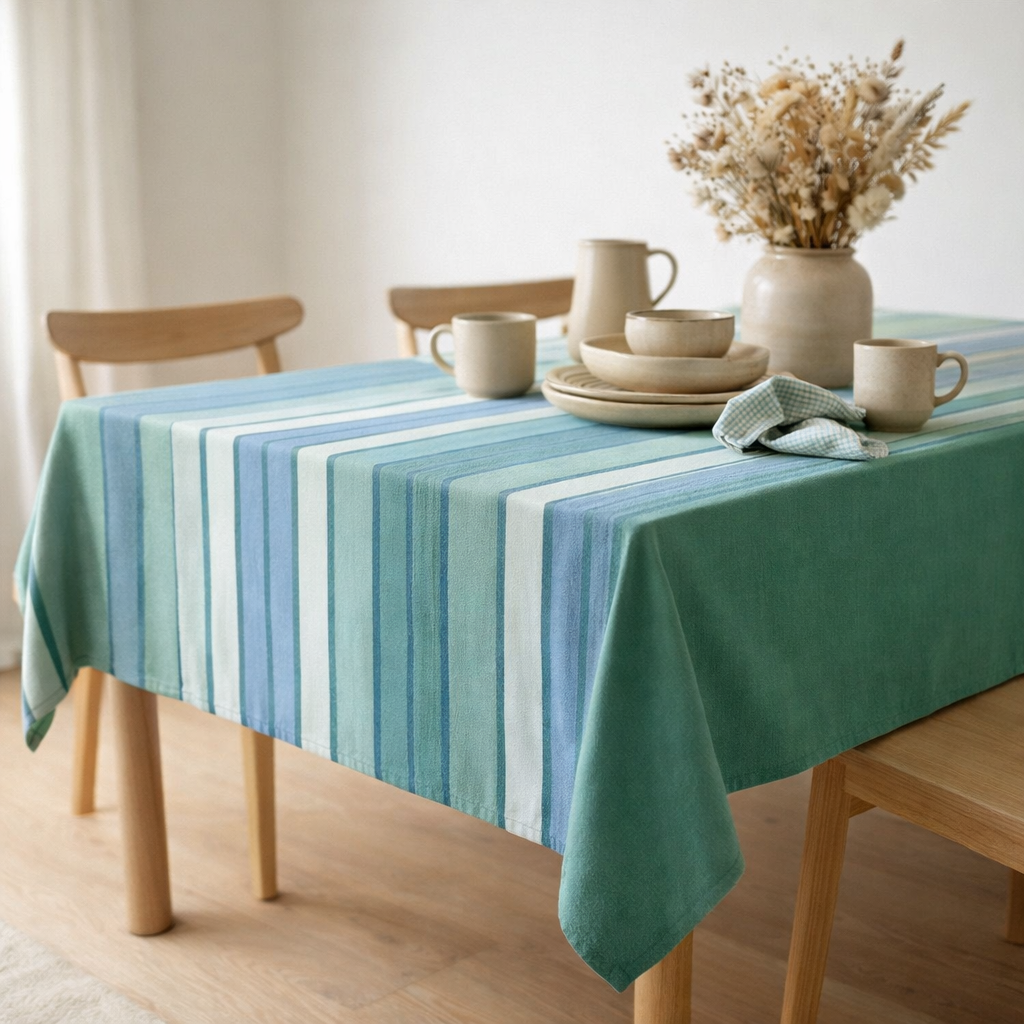 Nappe recyclée Yuna Paon 170 x 250 en situation