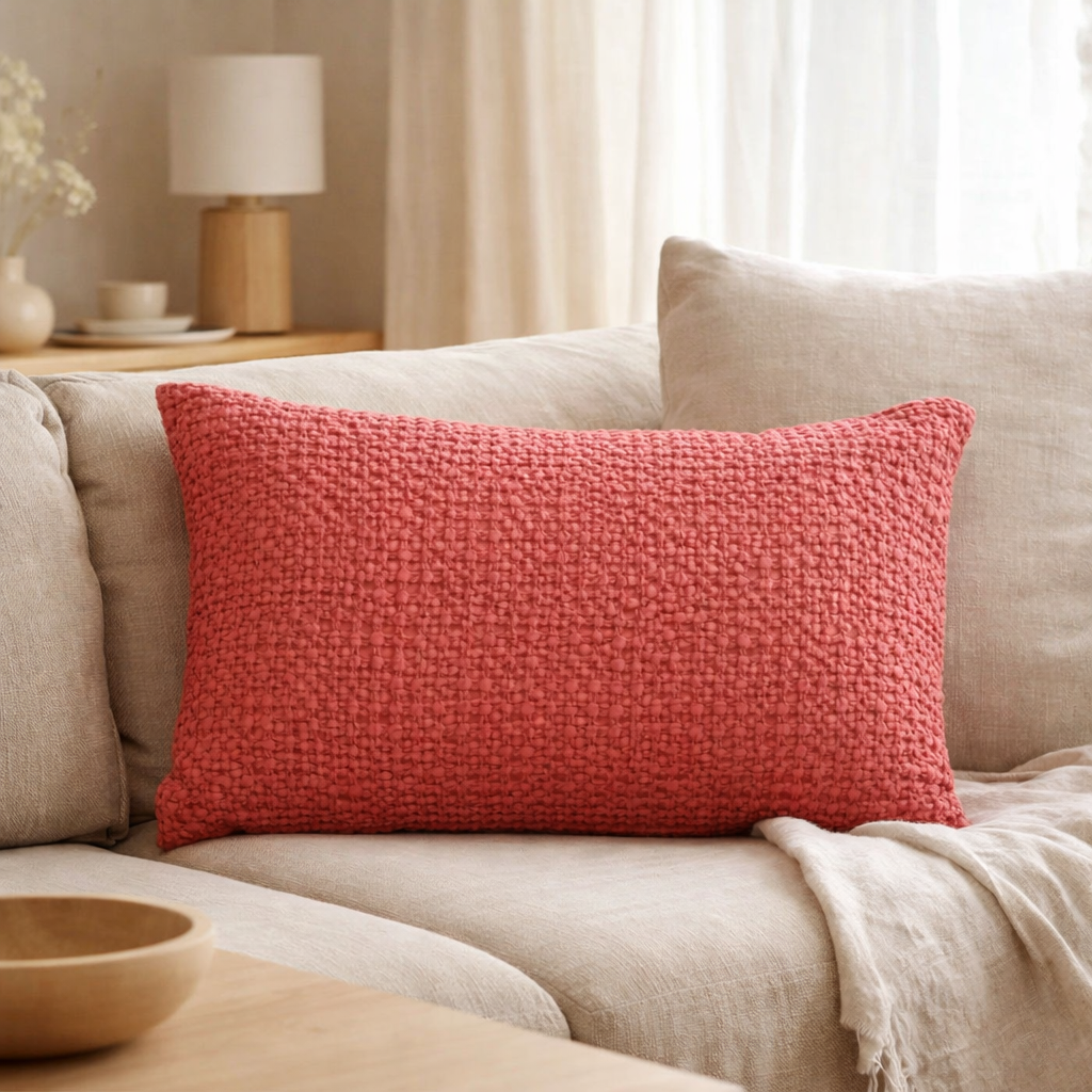 Coussin Tana Framboise 40 x 65 en situation