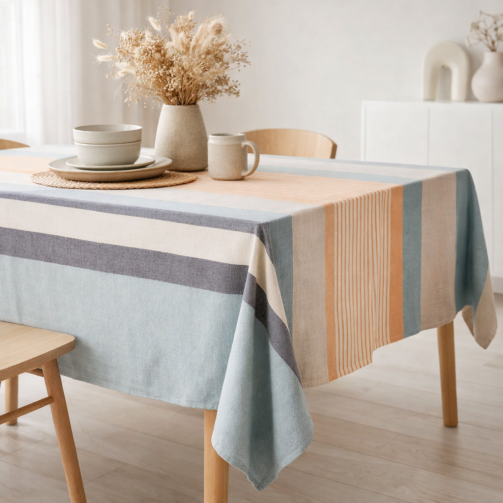 Nappe recyclée Yuna Azur 170 x 250 en situation