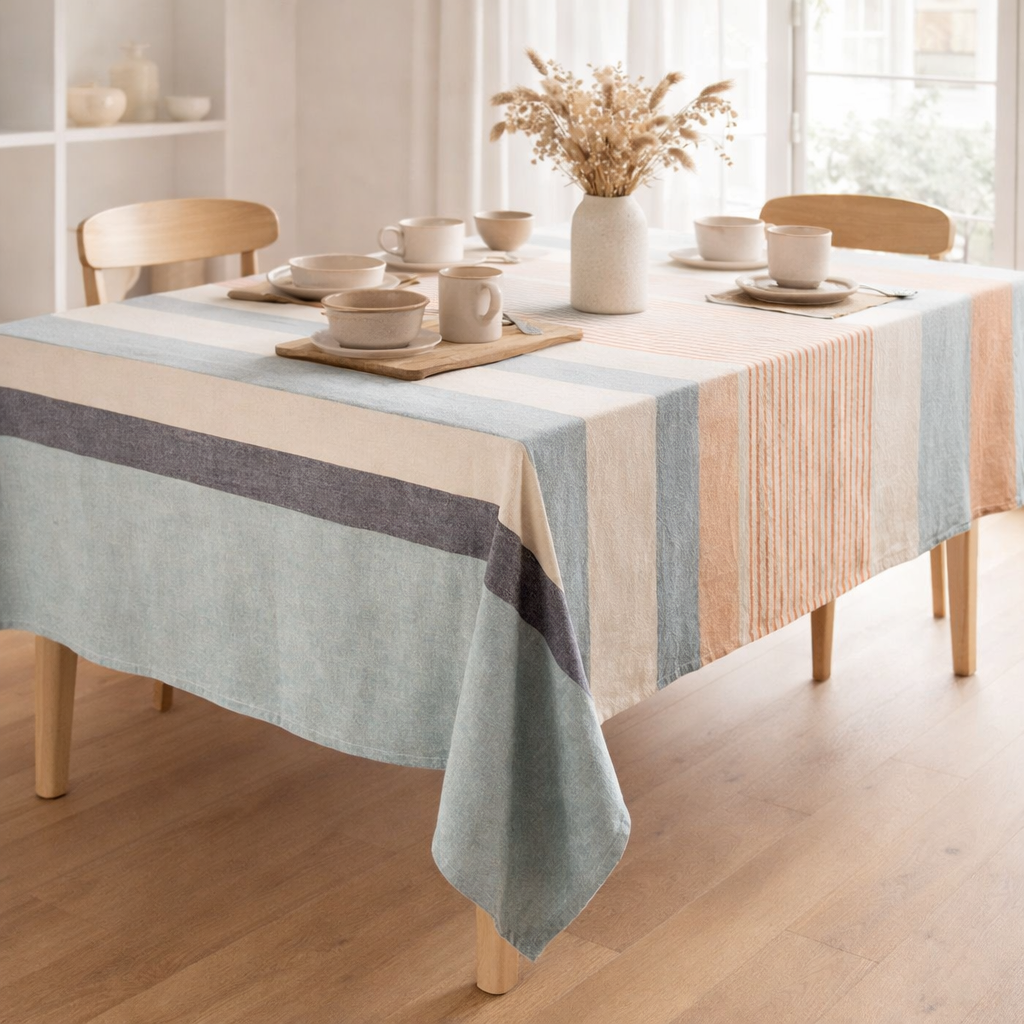 Nappe recyclée Yuna Azur 170 x 170 en situation