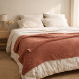 Jeté de lit recyclé Maia Terracotta 260 x 260 en situation
