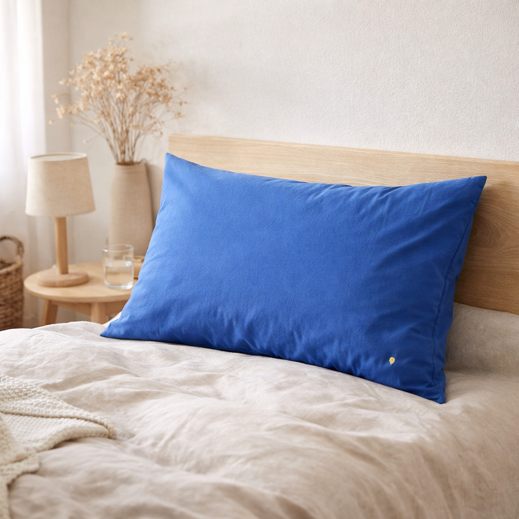 Taie d'oreiller Céleste So blue 80 x 50 en situation