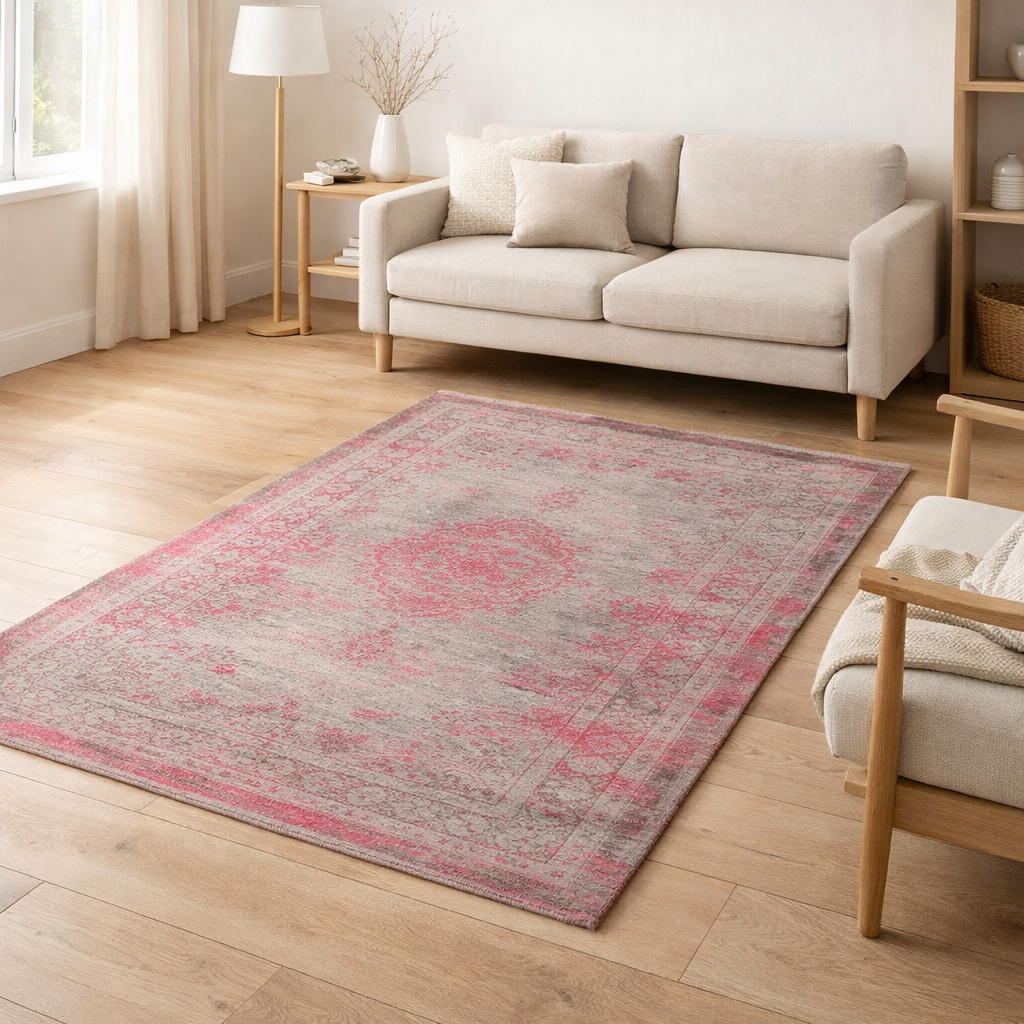 Tapis Eco - Pink Flash - Tapis gris et rose en situation