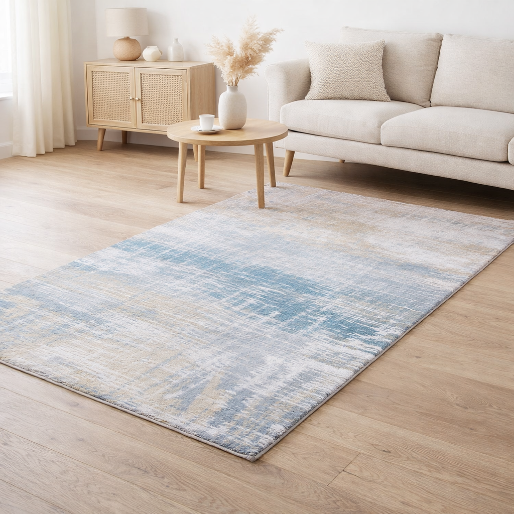 Tapis Eco - Long Island Bleu - Tapis gris et bleu en situation