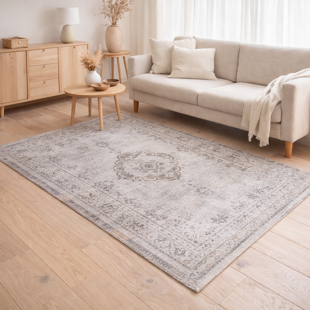 Tapis Eco - Gris Ebène - Tapis marron et gris en situation