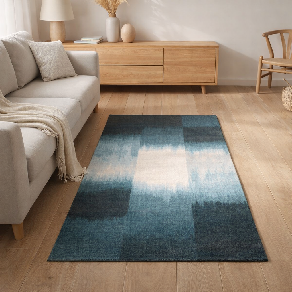 Tapis Eco - Deep Water - Tapis bleu en situation