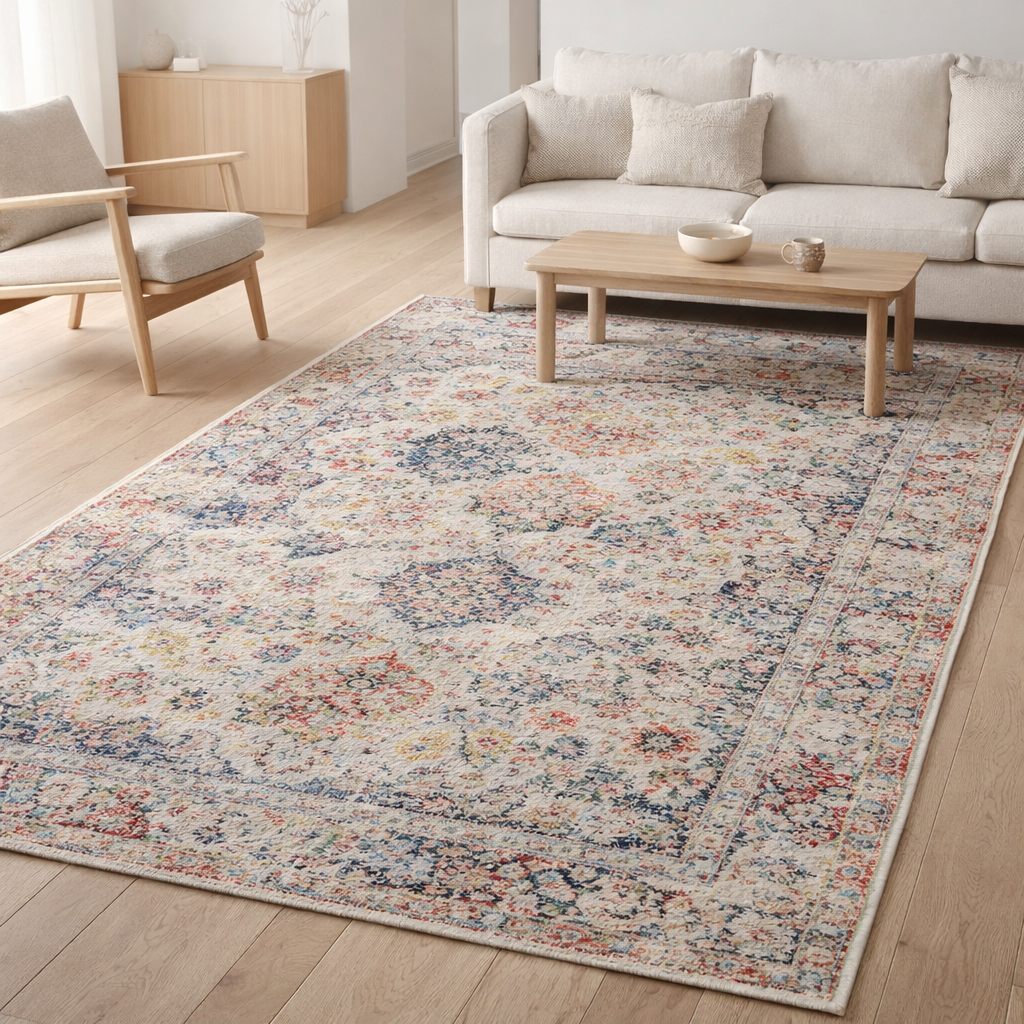 Tapis Eco - Janiserry Multi - Tapis rouge en situation