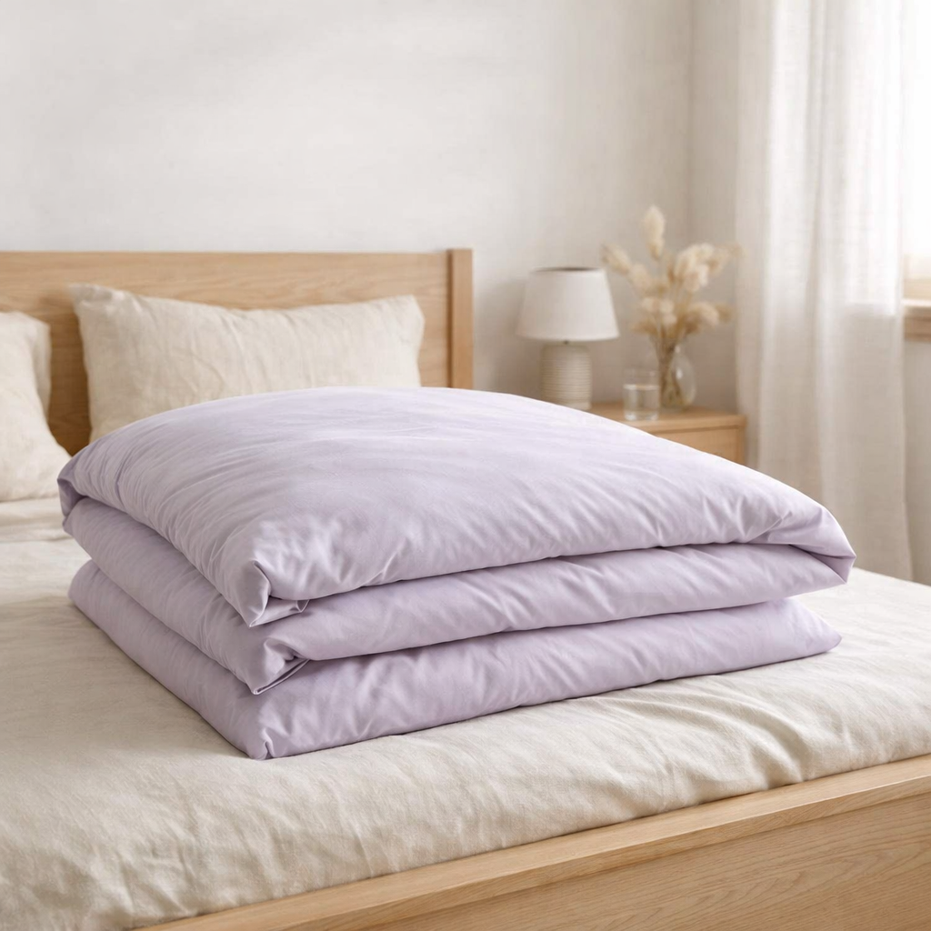 Housse de couette Céleste Lilas 240 x 260 en situation