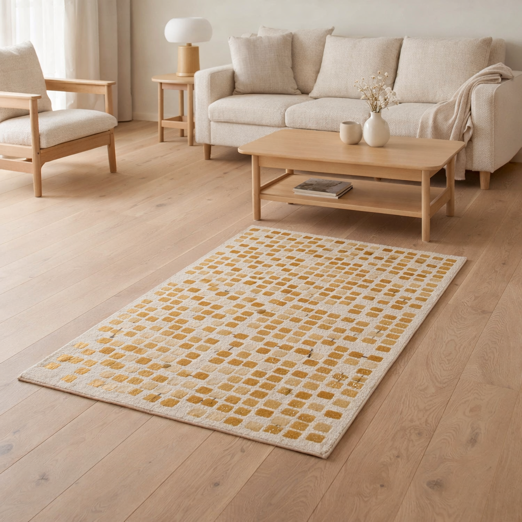 Tapis Eco - Peach Party - Tapis doré en situation