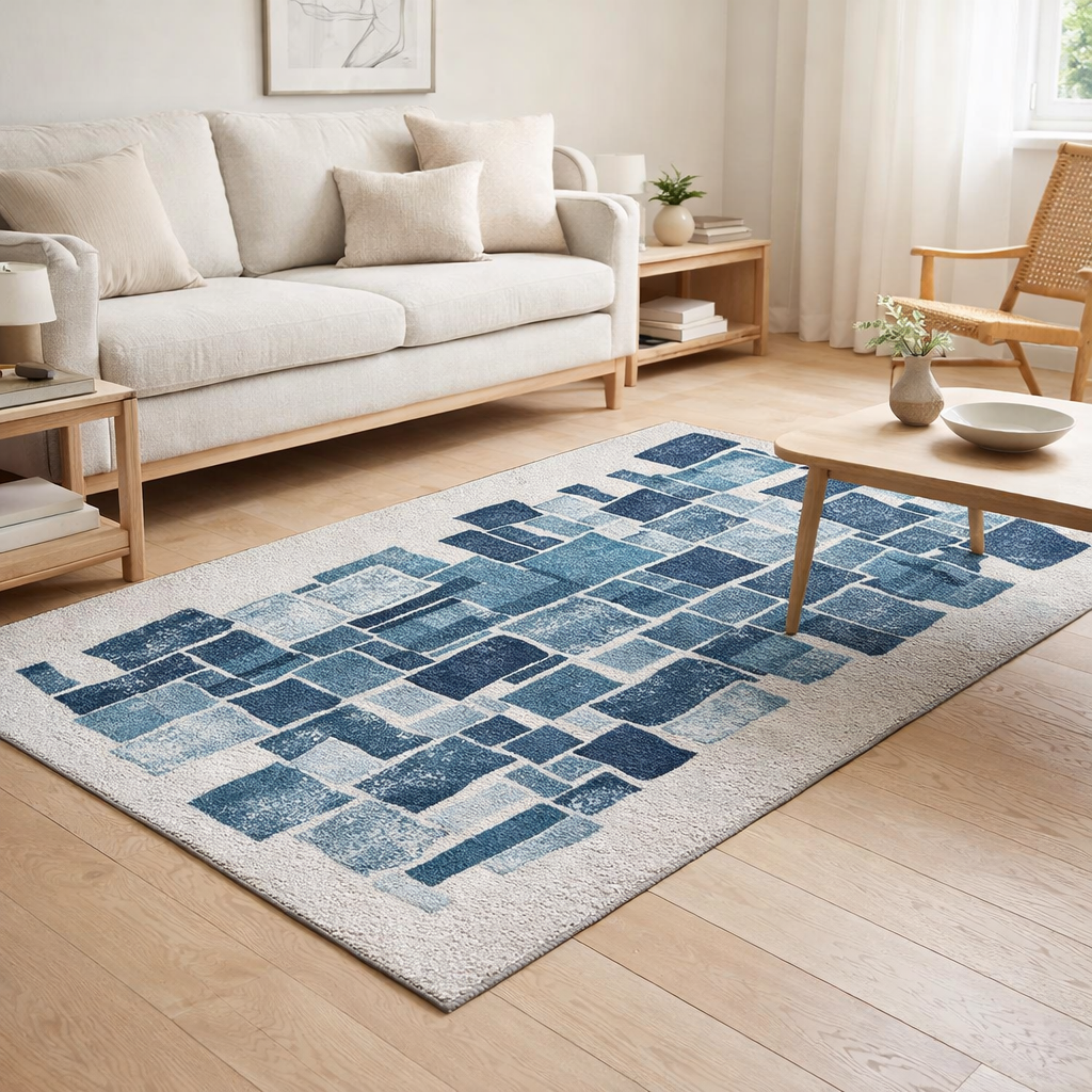 Tapis Eco - Bleu Glace - Tapis bleu en situation