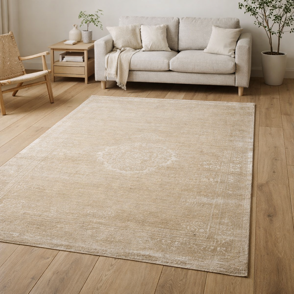 Tapis Eco - Lait Curry - Tapis Beige en situation