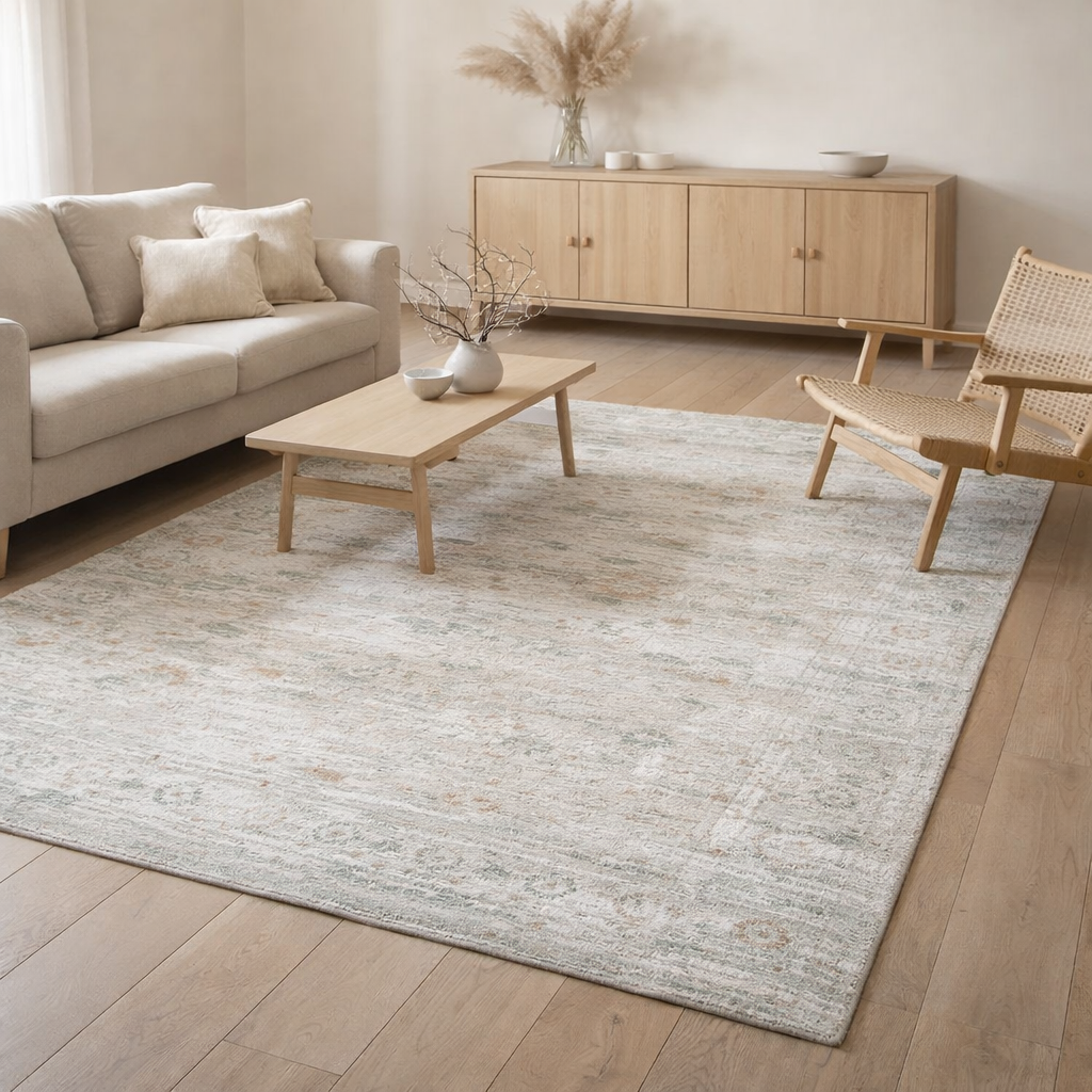 Tapis Eco - Yeniki Light - Sol beige en situation
