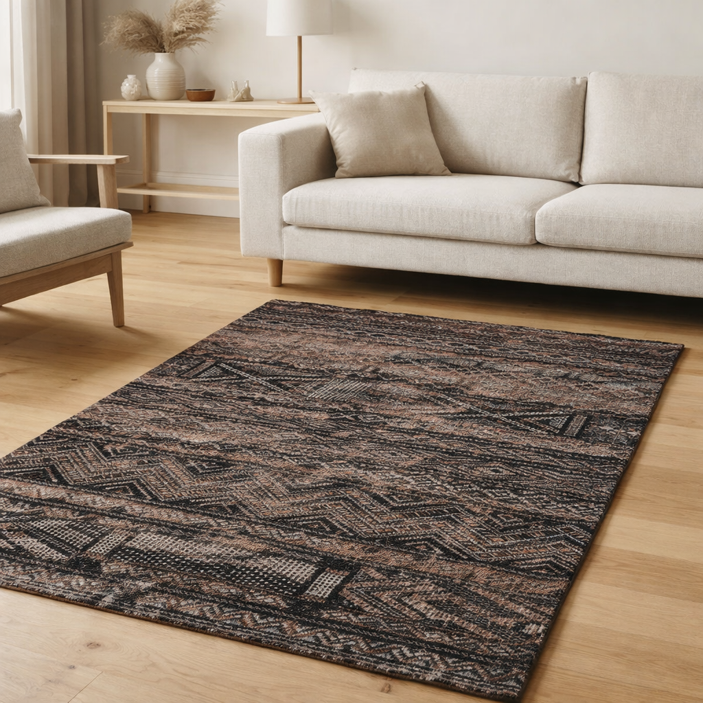 Tapis Eco - Rabat Noir - Tapis marron et noir en situation