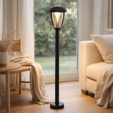 LED Base extérieure Clint, en métal et en plastique en noir, avec LED intégrée, lumières de chemin en situation