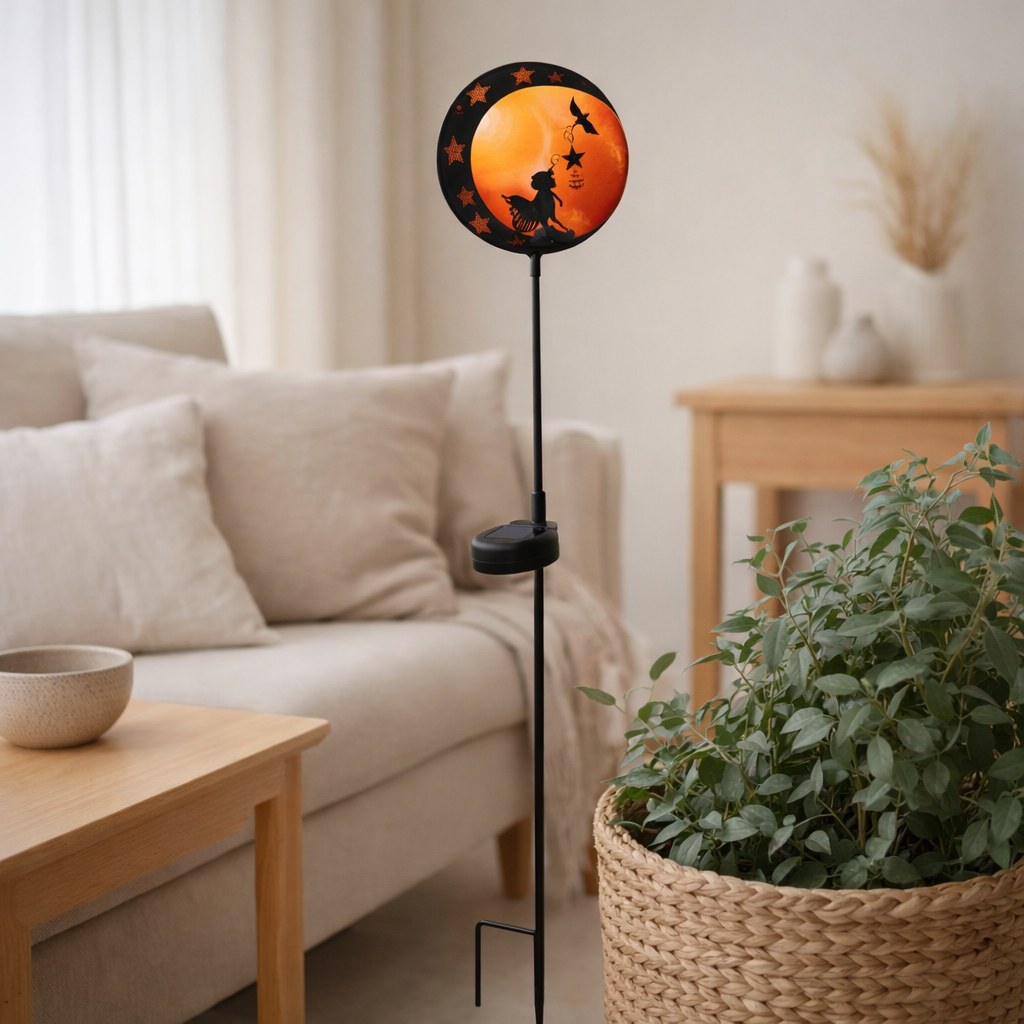 LED Solar Earth Spit Elfe, pour l'extérieur, le métal et la terre en plastique crachent en brun, avec LED intégré en situation