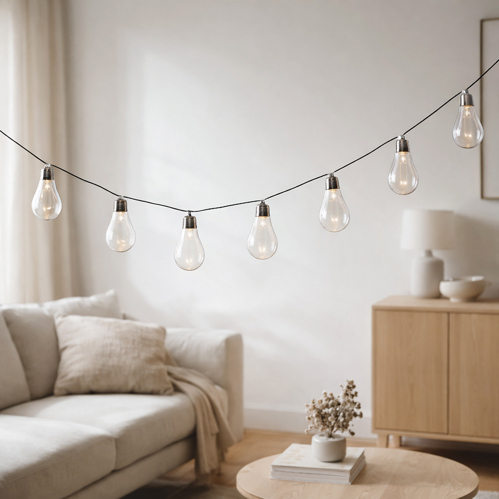 LED / Solar Light Chain ampoule, pour l'extérieur, chaîne légère en plastique, claire / transparente, avec LED intégrée en situation