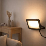 Lampe extérieure LED Spotlight 30W, en métal et en verre en noir, avec LED intégrée en situation