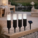 4 Set LED Spike extérieure, pour l'extérieur, la terre en plastique en plastique en noir, LED intégrée en situation