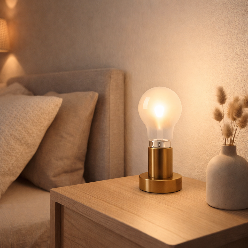 Lampe à LED 6 set pour la version E27 avec 8 watts chacune, en métal et en verre, blanc chaud en situation
