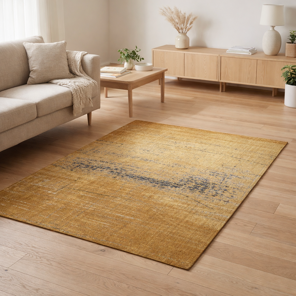 Tapis Eco - Liberty Gold - Tapis marron et doré en situation