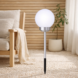 LED à l'extérieur de la broche sphérique balle D: 25 cm, brochette de terre en plastique, blanc, avec LED intégrée en situation