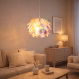 Pendant la lampe Fora en métal et en plastique irisé, douille E27, éclairage pour le salon, salle à manger et bureau, Ø40 cm en situation