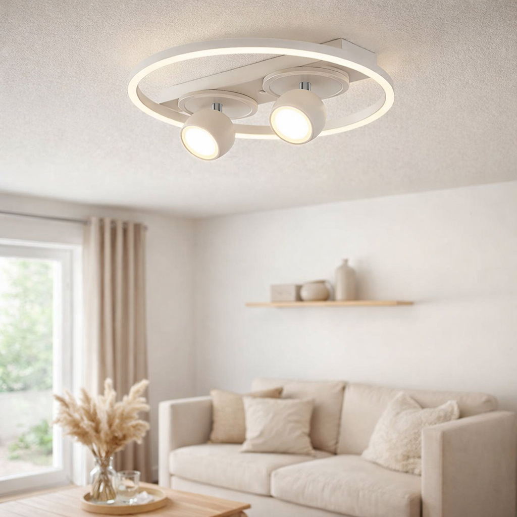 2 paliers à LED à LED Ronda Ø 40 cm, en métal et en plastique, blanc, gu10, taches à l'intérieur en situation
