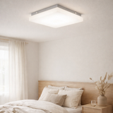 Plafond LED Trondheim avec capteur, 25 x 25 cm, avec une LED fermement construite en situation