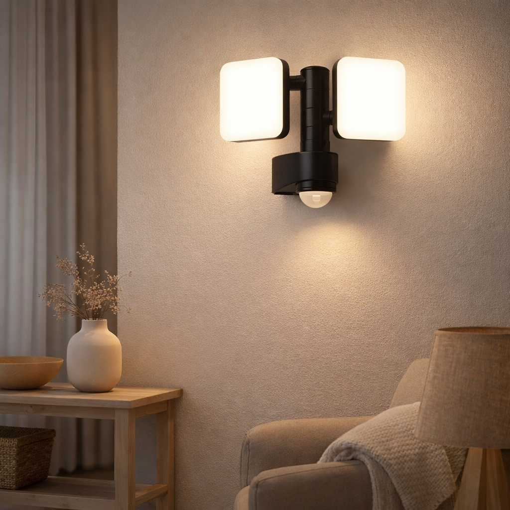 Lampe murale externe LED Jaro avec détecteur de mouvement à 360 °, en plastique en anthracite, avec LED intégré en situation