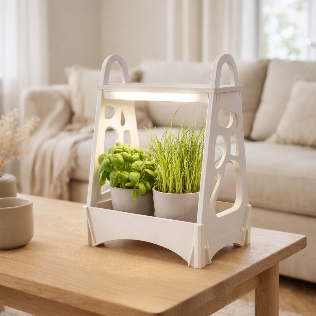 Mini jardin LED h:50cm blanc Jardin en situation