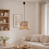 Suspension avec abat-jour textile Print en situation