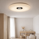 Plafond LED Nashville Ø 40cm, de nombreuses fonctions, en métal et en plastique, blanc, avec des LED intégrées, un éclairage pour le salon, le couloir ou le bureau en situation