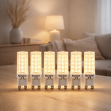 Lampe à LED à 6 sets G9, 3,5 watts, en plastique, blanc chaud en situation