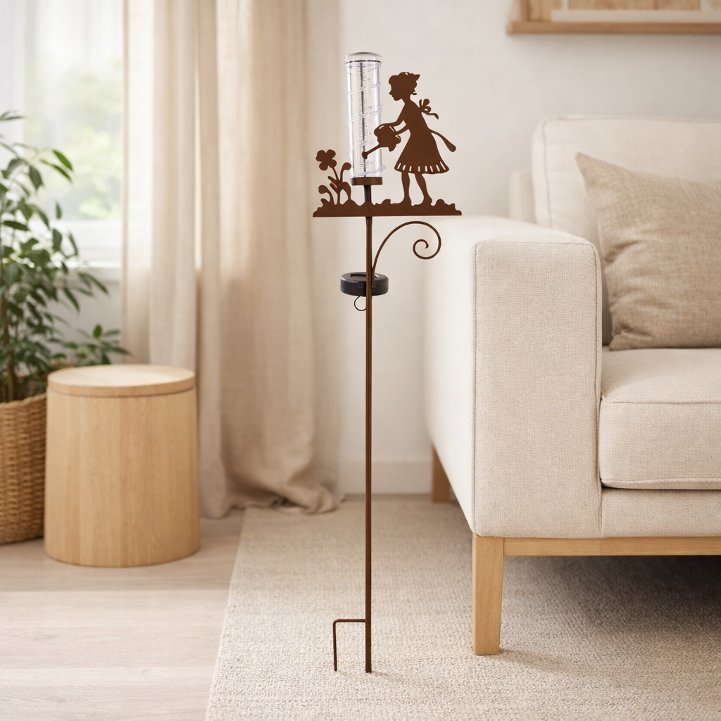 Brochettes de terre solaire LED H: 95 cm, pour l'extérieur, des brochettes en métal et en verre et en plastique en brun, avec LED intégrée en situation