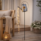 Brochette de terre solaire LED (canette d'arrosage) h: 110 cm galvanisé, pour une brochette à l'extérieur, en métal et en plastique en argent, avec une LED intégrée en situation