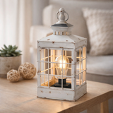 Décoration LED lanterne de lumière solaire 31,5 cm de haut, blanc antique, en métal et plastique, LED intégré, pour l'extérieur en situation