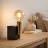 MARMORTAL lampe Gemma 16 cm de haut, en marbre et en laiton en métal, version E27, éclairage pour salle à manger, salon, couloir ou bureau en situation