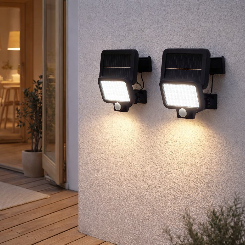 2 Set LED LED SOLAR EXTÉRIEUR LAMPE MURS PEPE, pour l'extérieur, lampe murale - Plastique en noir, avec LED intégrée - Lumières murales à l'extérieur en situation